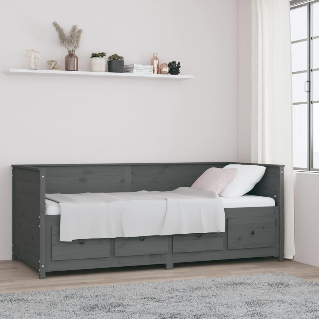 Daybed 80x200 cm massivt fyrretræ grå