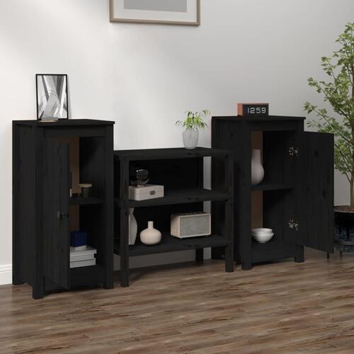 Skænke 2 stk. 40x35x80 cm massivt fyrretræ sort