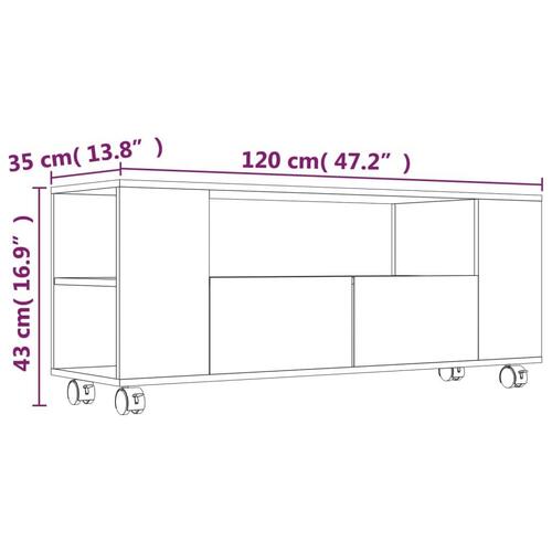 Tv-bord 120x35x48 cm konstrueret træ røget egetræsfarve