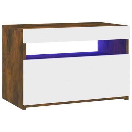 Tv-bord med LED-lys 60x35x40 cm røget eg