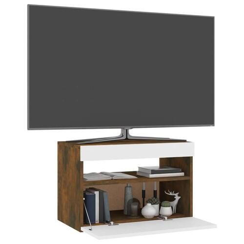 Tv-bord med LED-lys 60x35x40 cm røget eg