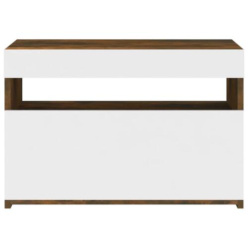 Tv-bord med LED-lys 60x35x40 cm røget eg
