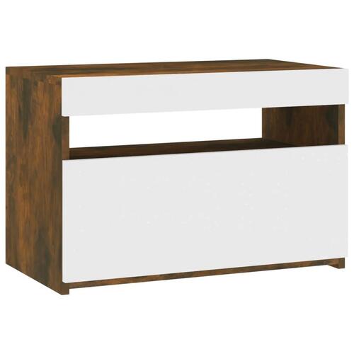 Tv-bord med LED-lys 60x35x40 cm røget eg
