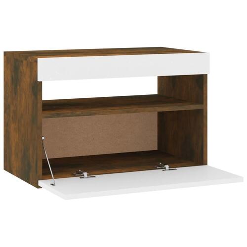 Tv-bord med LED-lys 60x35x40 cm røget eg