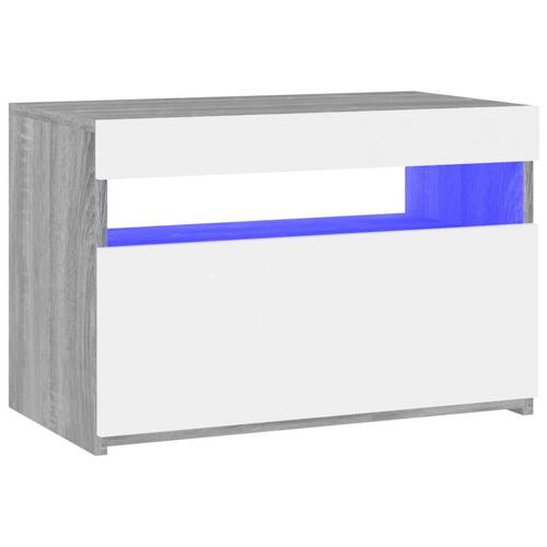 Tv-bord med LED-lys 60x35x40 cm grå sonoma-eg
