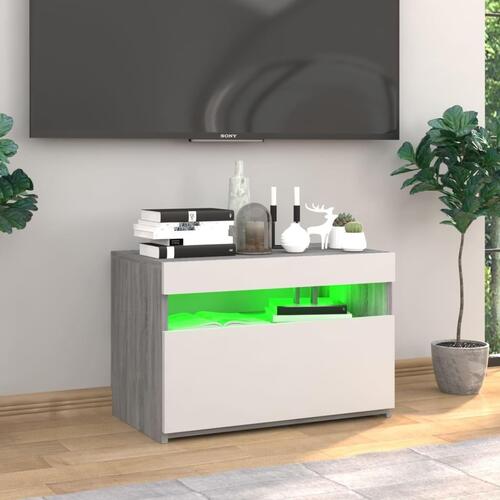 Tv-bord med LED-lys 60x35x40 cm grå sonoma-eg