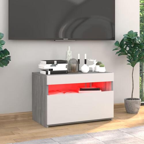 Tv-bord med LED-lys 60x35x40 cm grå sonoma-eg