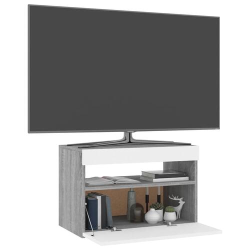 Tv-bord med LED-lys 60x35x40 cm grå sonoma-eg