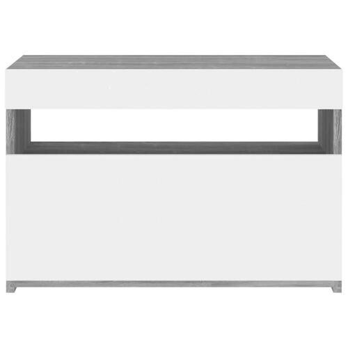 Tv-bord med LED-lys 60x35x40 cm grå sonoma-eg