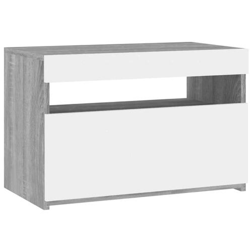 Tv-bord med LED-lys 60x35x40 cm grå sonoma-eg