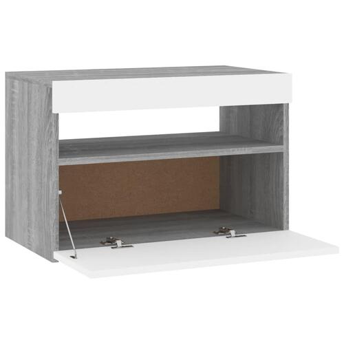 Tv-bord med LED-lys 60x35x40 cm grå sonoma-eg