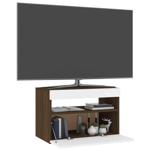 Tv-bord med LED-lys 60x35x40 cm brun eg