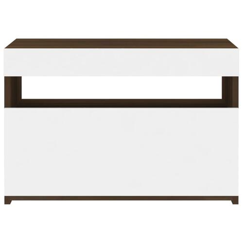 Tv-bord med LED-lys 60x35x40 cm brun eg
