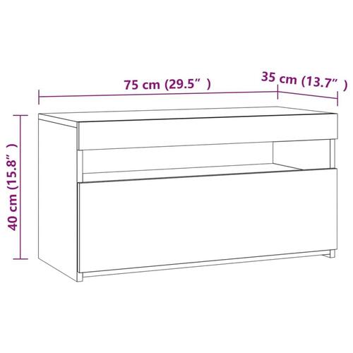 Tv-bord med LED-lys 60x35x40 cm brun eg