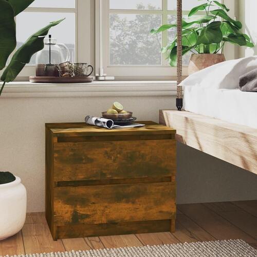 Sengeborde 2 stk. 50x39x43,5 cm konstrueret træ røget egetræ