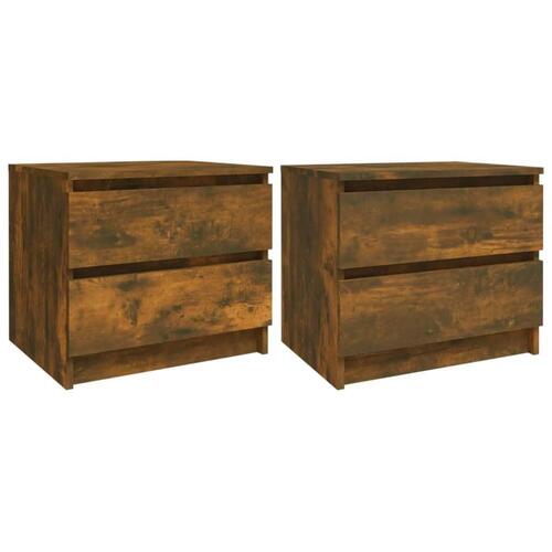 Sengeborde 2 stk. 50x39x43,5 cm konstrueret træ røget egetræ