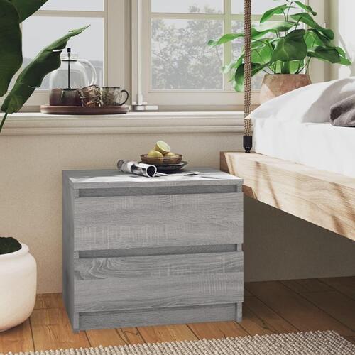 Sengeborde 2 stk. 50x39x43,5 cm konstrueret træ grå sonoma-eg