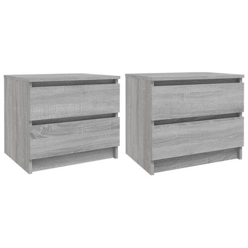 Sengeborde 2 stk. 50x39x43,5 cm konstrueret træ grå sonoma-eg