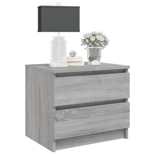 Sengeborde 2 stk. 50x39x43,5 cm konstrueret træ grå sonoma-eg