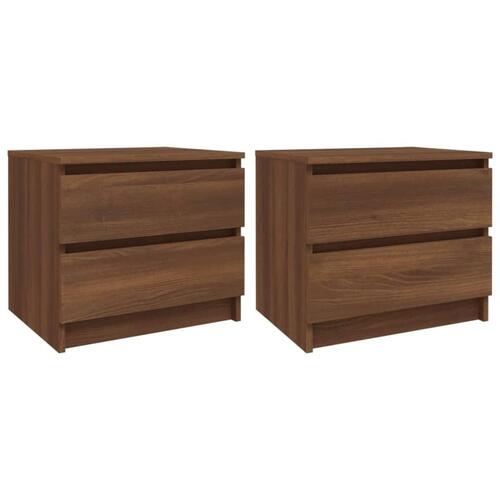 Sengeborde 2 stk. 50x39x43,5 cm konstrueret træ brunt egetræ
