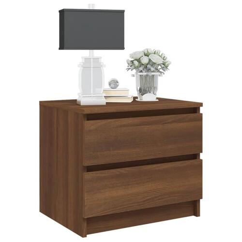Sengeborde 2 stk. 50x39x43,5 cm konstrueret træ brunt egetræ