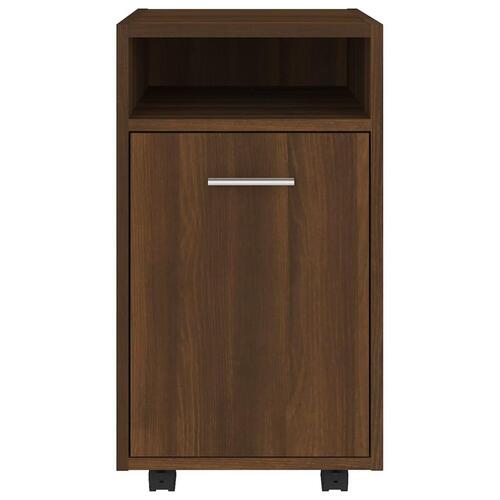 Skab med hjul 33x38x60 cm konstrueret træ brun egetræsfarve