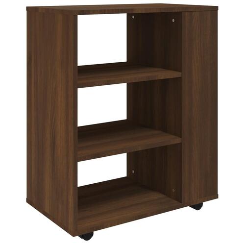 Skab med hjul 60x35x75 cm konstrueret træ brun egetræsfarve
