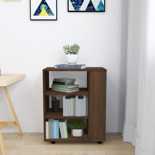 Skab med hjul 60x35x75 cm konstrueret træ brun egetræsfarve