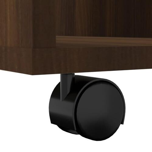 Skab med hjul 60x35x75 cm konstrueret træ brun egetræsfarve