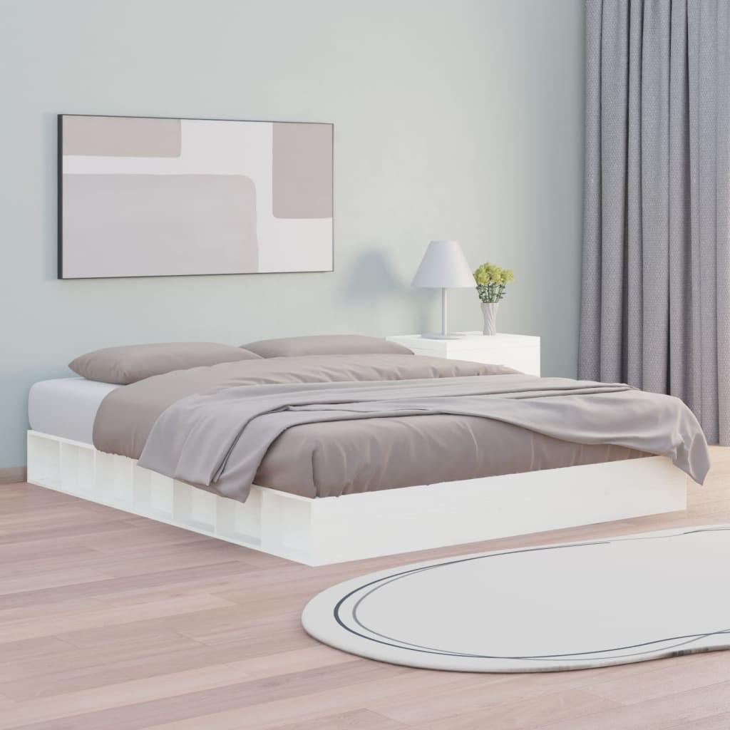 Sengeramme 120x200 cm massivt træ hvid