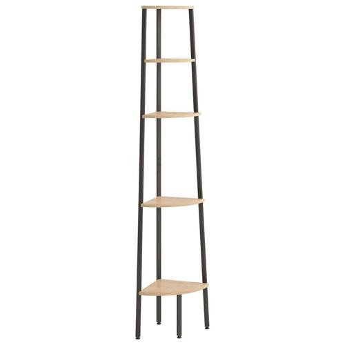 Stigereol med 5 hylder 45,5x31,5x180 cm lysebrun og sort