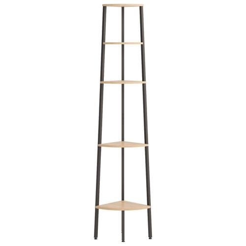 Stigereol med 5 hylder 45,5x31,5x180 cm lysebrun og sort
