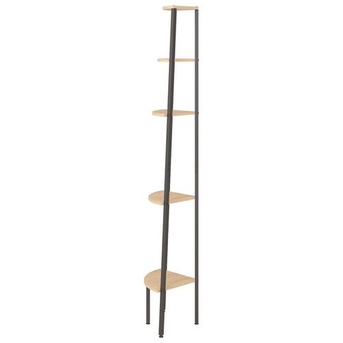 Stigereol med 5 hylder 45,5x31,5x180 cm lysebrun og sort