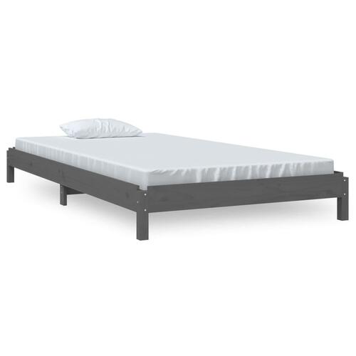 Stabelbar seng 100x200 cm massivt fyrretræ grå
