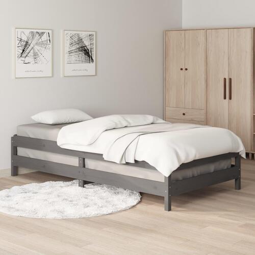 Stabelbar seng 100x200 cm massivt fyrretræ grå