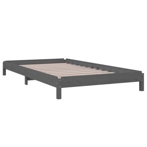 Stabelbar seng 100x200 cm massivt fyrretræ grå