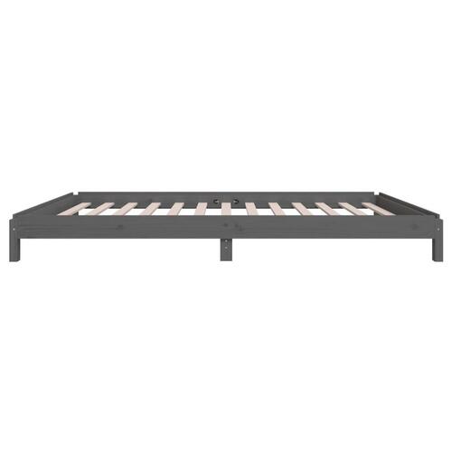 Stabelbar seng 100x200 cm massivt fyrretræ grå