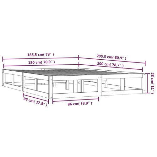 Sengeramme 180x200 cm Super King massivt træ hvid