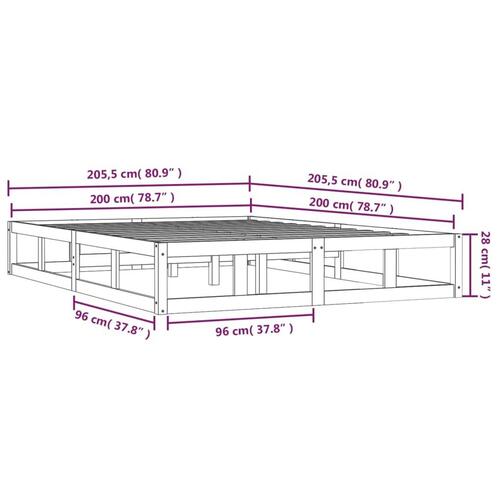 Sengeramme 200x200 cm massivt træ