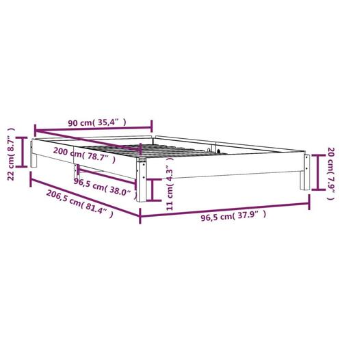 Stabelbar seng 90x200 cm massivt fyrretræ