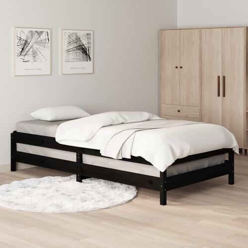Stabelbar seng 90x200 cm massivt fyrretræ sort