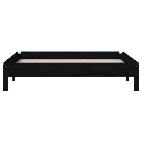 Stabelbar seng 90x200 cm massivt fyrretræ sort