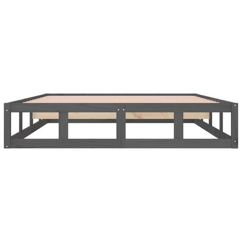 Sengeramme 135x190 cm dobbelt massivt træ grå