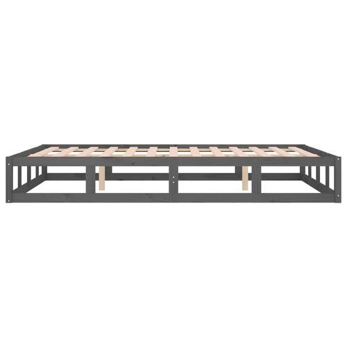 Sengeramme 135x190 cm dobbelt massivt træ grå