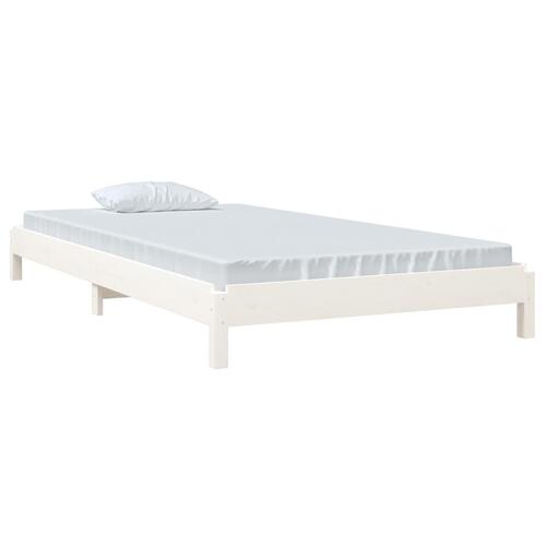 Stabelbar seng 80x200 cm massivt fyrretræ hvid