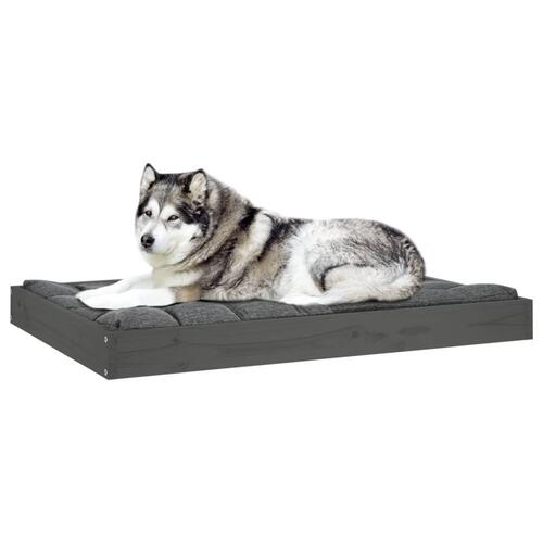 Hundeseng 101,5x74x9 cm massivt fyrretræ grå