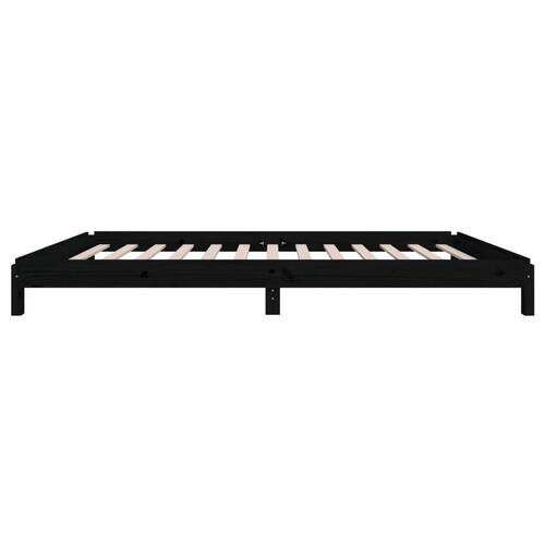 Stabelbar seng 80x200 cm massivt fyrretræ sort
