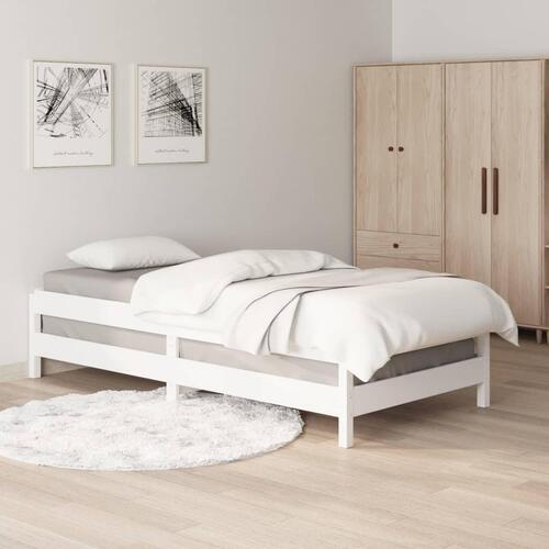 Stabelbar seng 90x190 cm massivt fyrretræ hvid