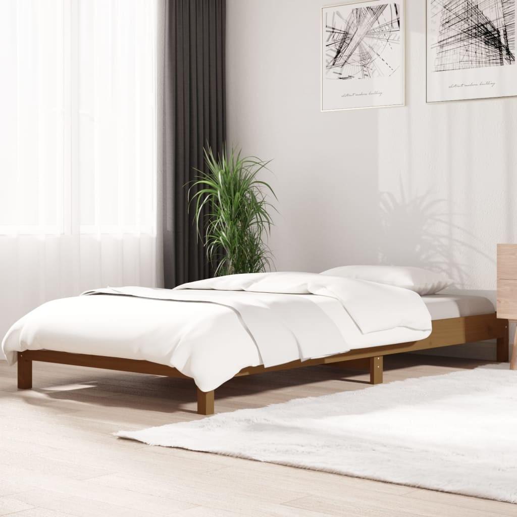Stabelbar seng 90x190 cm massivt fyrretræ gyldenbrun
