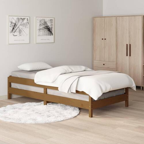 Stabelbar seng 90x190 cm massivt fyrretræ gyldenbrun